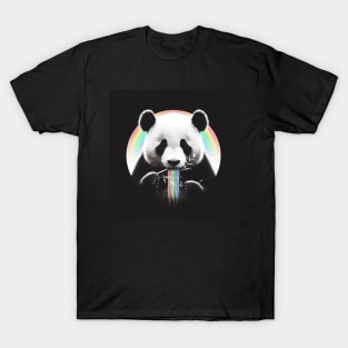 Monochromatic Panda Bear Within Rainbow Colors T-Shirt